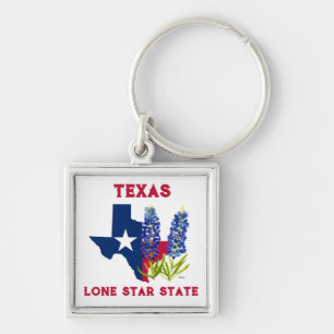 Bluebonnets Texas State Flowers Lupine Lone Star Keychain