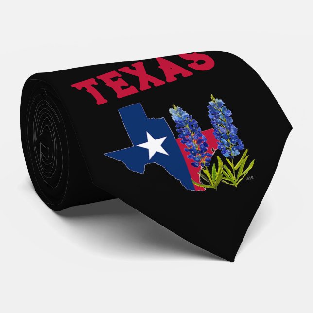 Bluebonnets Texas State Flowers Lupine Lone Star Tie (Rolled)