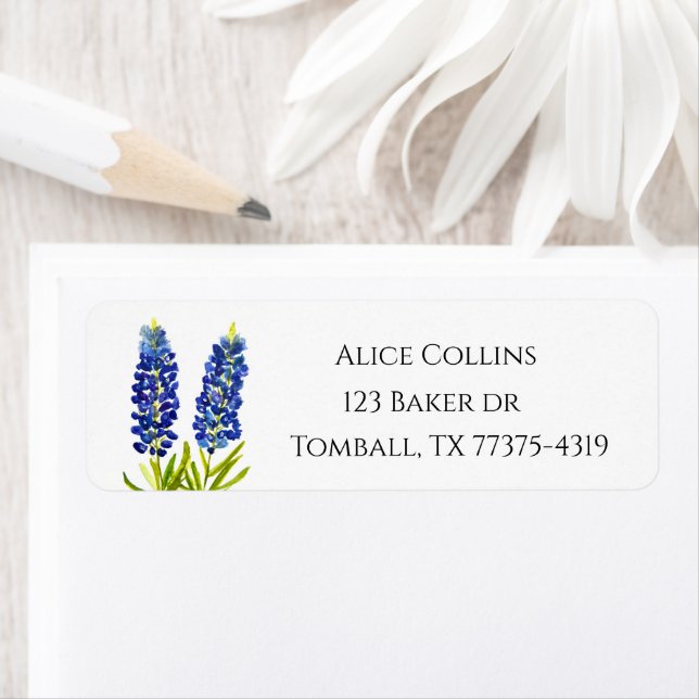Bluebonnets Texas State Flowers Lupine Watercolor (Insitu)
