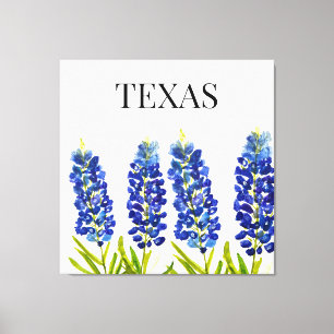 Bluebonnets Texas State Flowers Lupine Watercolor Canvas Print