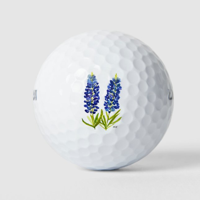 Bluebonnets Texas State Flowers Lupine Watercolor Golf Balls (Front)