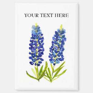 Bluebonnets Texas State Flowers Lupine Watercolor Magnet