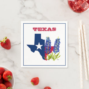 Bluebonnets Texas State Flowers Lupine Watercolor Napkin