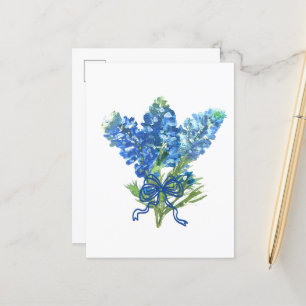Bluebonnets Texas State Flowers Lupine Watercolor  Postcard