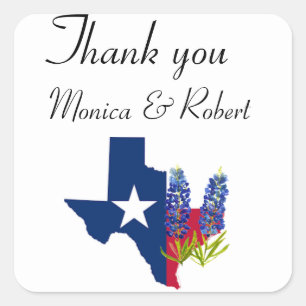 Bluebonnets Texas State Flowers Lupine Watercolor Square Sticker