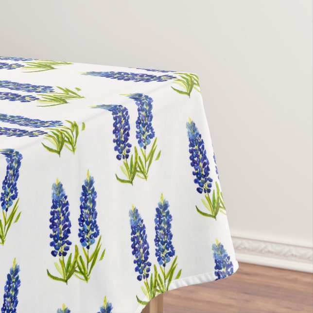 Bluebonnets Texas State Flowers Lupine Watercolor Tablecloth (In Situ)