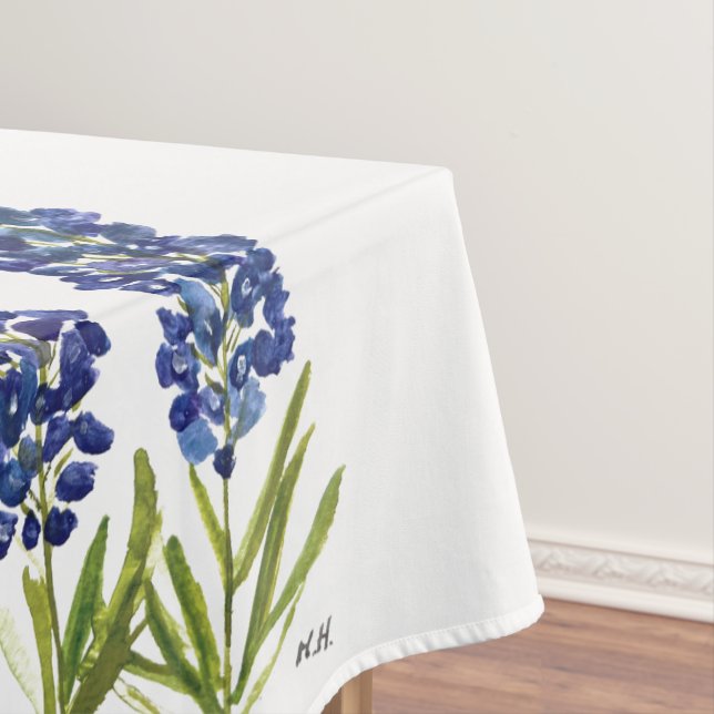 Bluebonnets Texas State Flowers Lupine Watercolor  Tablecloth (In Situ)
