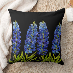 Bluebonnets Texas State Flowers Lupine Watercolor Throw Pillow
