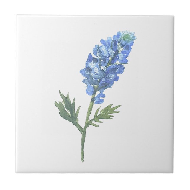 Bluebonnets Texas State Flowers Lupine Watercolor  Tile (Front)