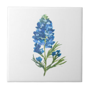 Bluebonnets Texas State Flowers Lupine Watercolor  Tile