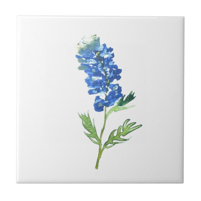 Bluebonnets Texas State Flowers Lupine Watercolor  Tile (Front)