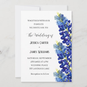 Bluebonnets Texas Watercolor Floral Wedding Invitation