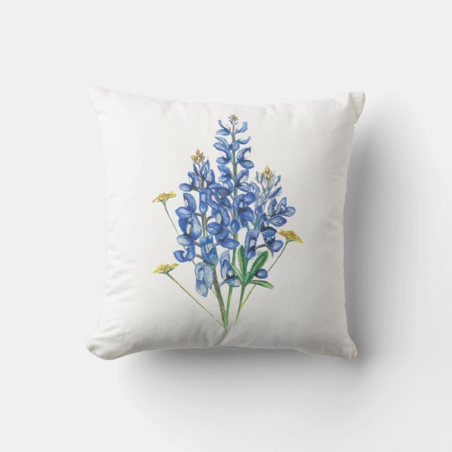 Bluebonnets Throw Pillow (Front)