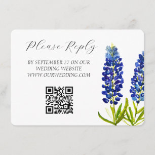 Bluebonnets Watercolor Flowers Floral Wedding  Enclosure Card