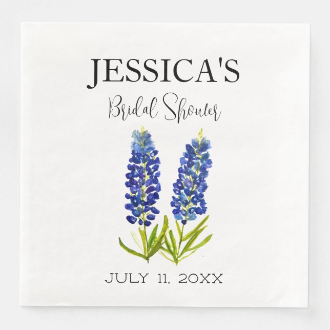 Bluebonnets Wildflower Blue Flowers Bridal Shower Napkin (Front)