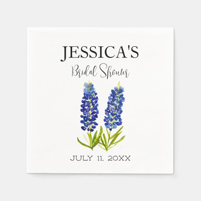 Bluebonnets Wildflower Blue Flowers Bridal Shower Napkin (Front)