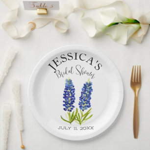 Bluebonnets Wildflower Blue Flowers Bridal Shower Paper Plate