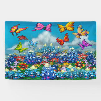 Bluebonnets Wildflowers and Butterflies Banner