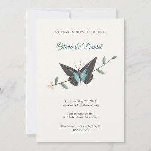 Bluebottle Butterfly Engagement Party Invitation