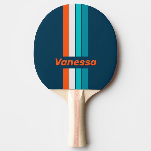 Bluebottle Echo Pin Striped with Name Ping Pong Paddle (Front)