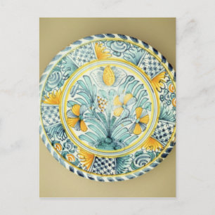 Bluedash' Delftware charger, Lambeth pottery Postcard