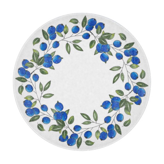 Blueerries Wreath  Cutting Board (Front)