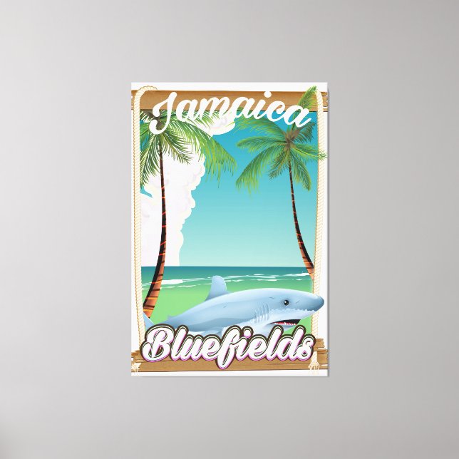 Bluefields, Jamaica beach vacation poster. Canvas Print (Front)