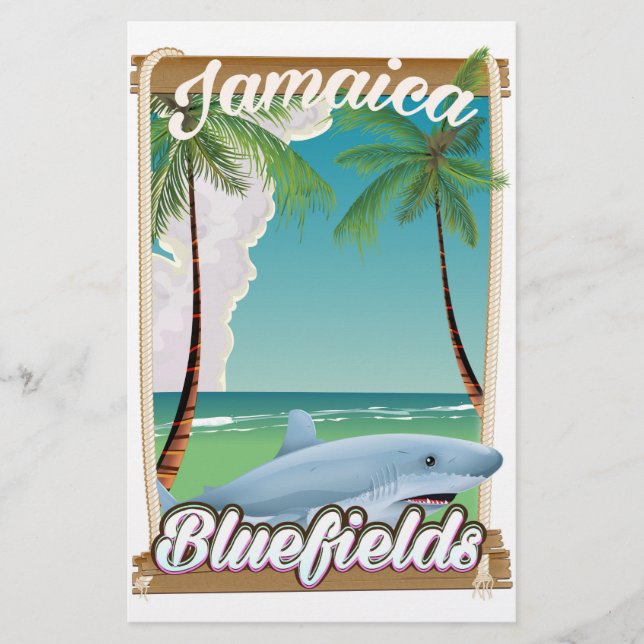 Bluefields, Jamaica beach vacation poster. Stationery (Front)