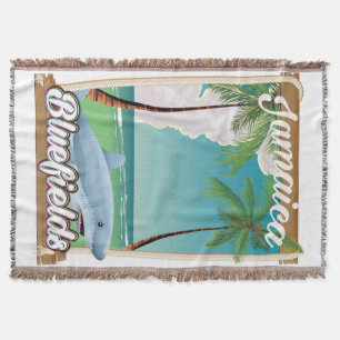 Bluefields, Jamaica beach vacation poster. Throw Blanket