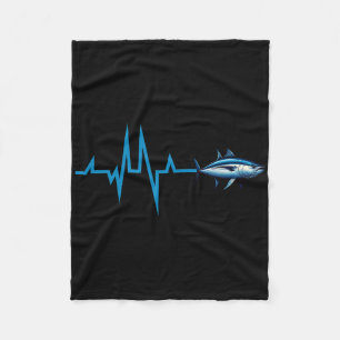 Bluefin Tuna Heartbeat Ekg Pulseline Deep Sea Fish Fleece Blanket
