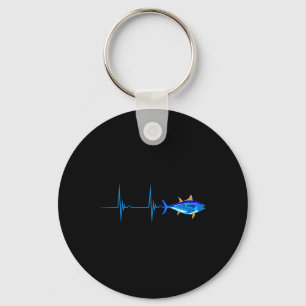 Bluefin Tuna Heartbeat Ekg Pulseline Deep Sea Fish Keychain