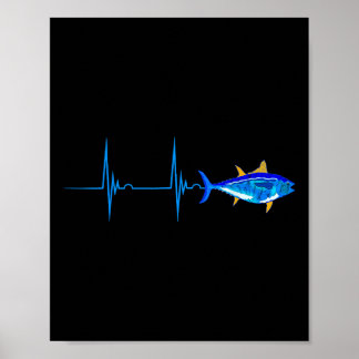 Bluefin Tuna Heartbeat Ekg Pulseline Fish Deep Sea Poster