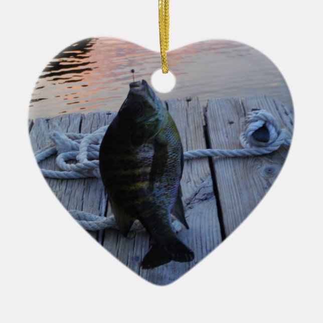 Bluegill at sunset Lake Arrowhead Ceramic Ornament (Front)