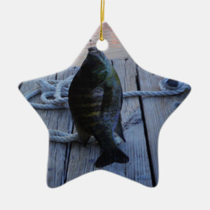 Bluegill at sunset Lake Arrowhead Ceramic Ornament