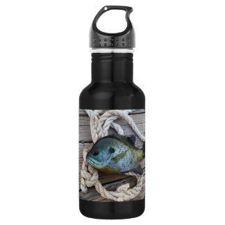 Bluegill fish on dock and rope 532 ml water bottle