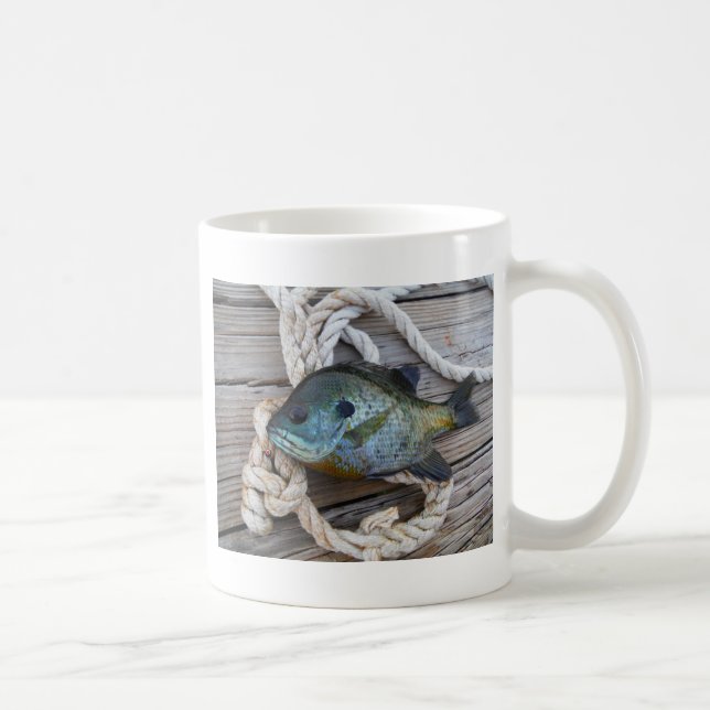 Bluegill fish on dock and rope coffee mug (Right)