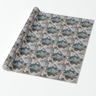Bluegill fish on dock and rope wrapping paper