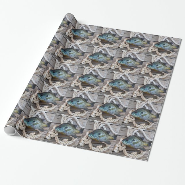 Bluegill fish on dock and rope wrapping paper (Unrolled)