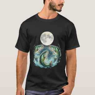 Bluegill Fisherman Howling Moon Design Vintage  T-Shirt
