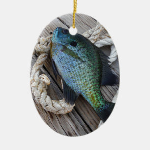 bluegill on dock ceramic ornament