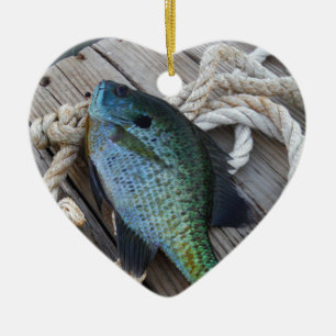 bluegill on dock ceramic ornament