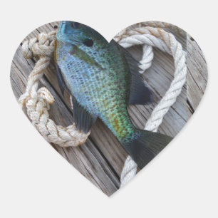 bluegill on dock heart sticker