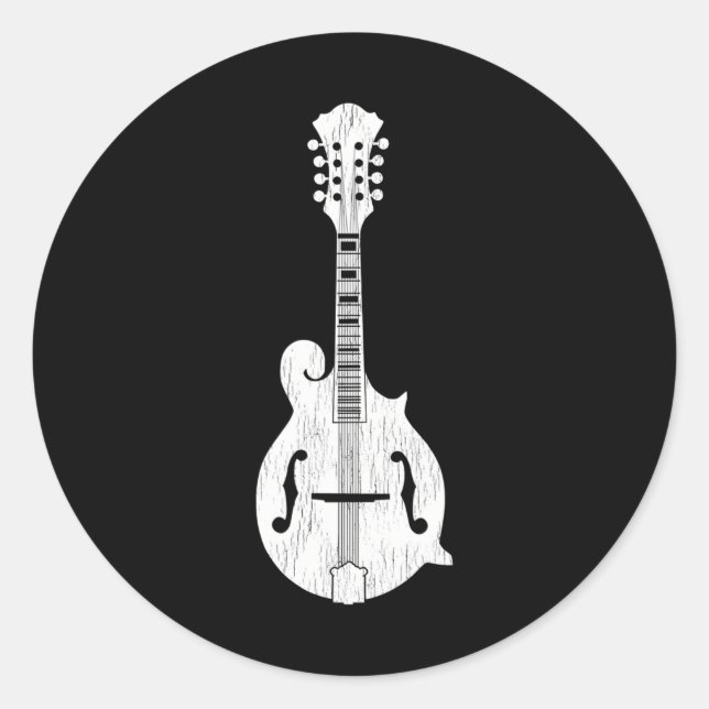Bluegrass and Country Music Mandolin Player Classic Round Sticker (Front)