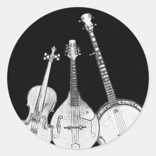 Bluegrass Band B&W Classic Round Sticker