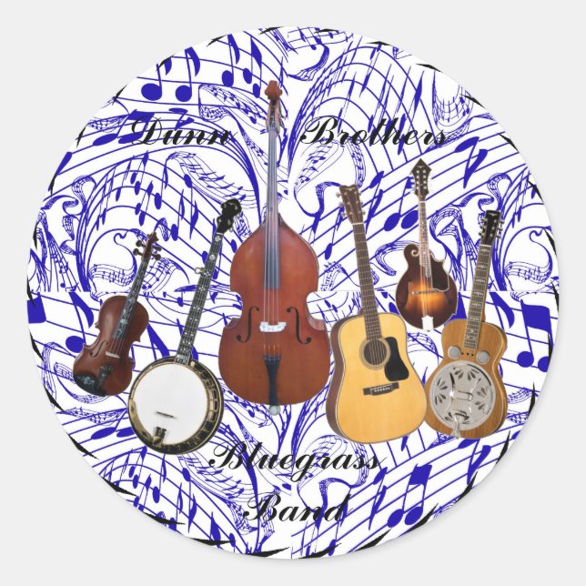 BLUEGRASS BAND* -STICKER CLASSIC ROUND STICKER (Front)
