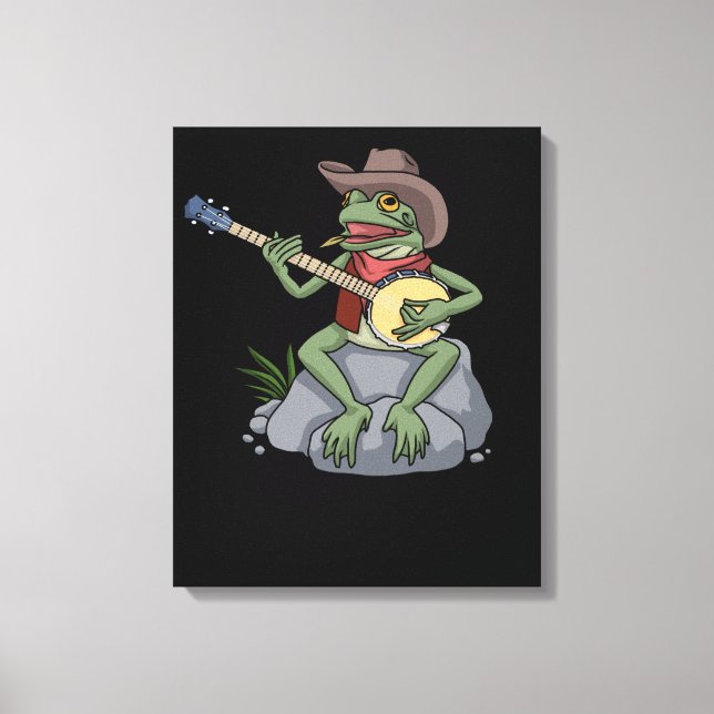Bluegrass Banjo Frog Country Music Gift Banjo Canvas Print (Front)