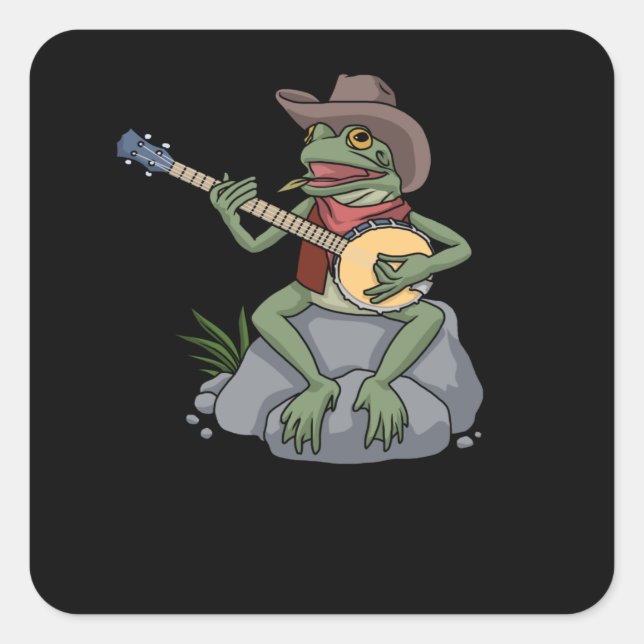 Bluegrass Banjo Frog Country Music Gift Banjo Square Sticker (Front)