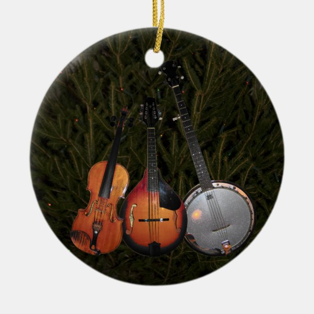 Bluegrass Christmas Tree Ceramic Ornament (Front)