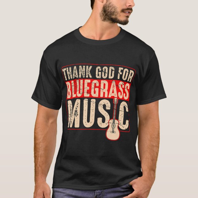 Bluegrass Music Guitar Player And Funny Banjo T-Shirt (Front)