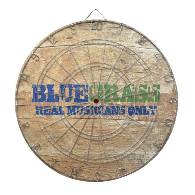 Bluegrass Music Real Musicians Only On Wood Dartboard (Front)